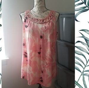 Signature by Larry Levine Pink Pleated Tank